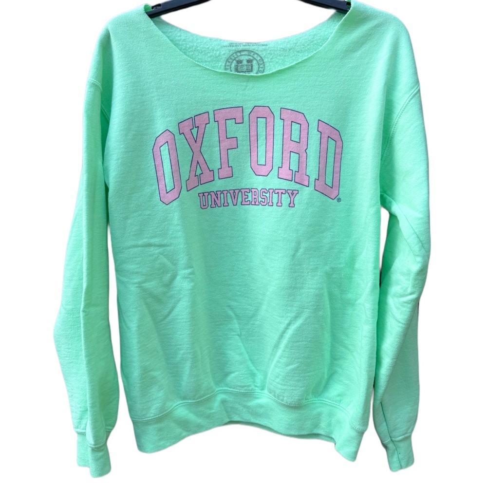 Mint Green and Pink Oxford University Collegiate Sweatshirt Women’s Size S